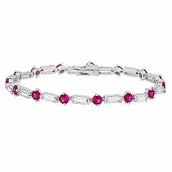 Stella Grace Sterling Silver Lab Created Ruby & Lab Created White Sapphire Tennis Bracelet
