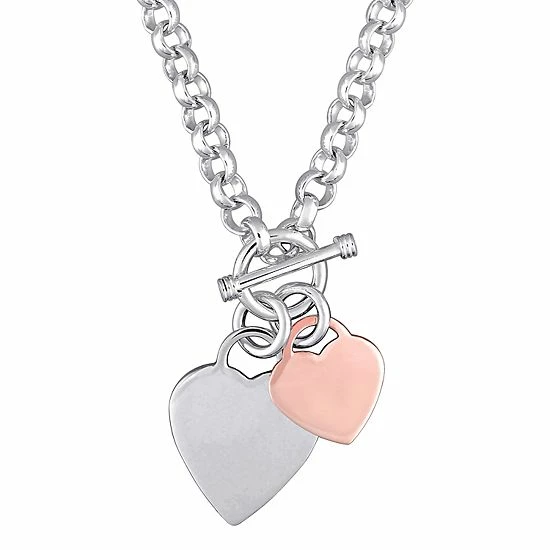 Stella Grace Two Tone Sterling Silver Heart Toggle Necklace 1 Stella Grace Two Tone Sterling Silver Heart Toggle Necklace