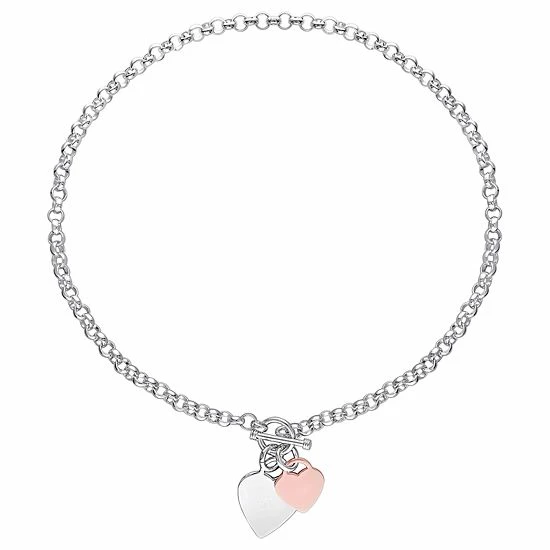 Stella Grace Two Tone Sterling Silver Heart Toggle Necklace 2 Stella Grace Two Tone Sterling Silver Heart Toggle Necklace - Image 2