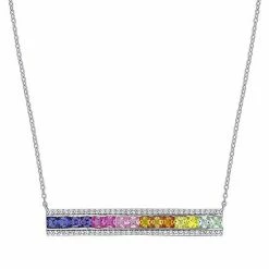 Stella Grace Sterling Silver Multicolor Lab-Created Sapphire Necklace