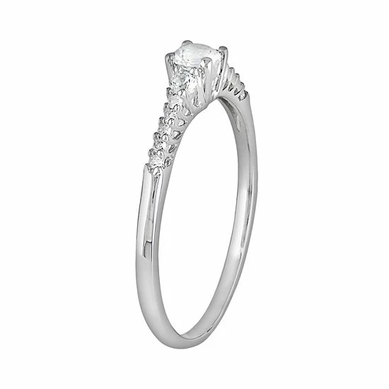 Stella Grace Sterling Silver Lab-Created White Sapphire And Diamond Accent Ring 2 Stella Grace Sterling Silver Lab-Created White Sapphire And Diamond Accent Ring - Image 2