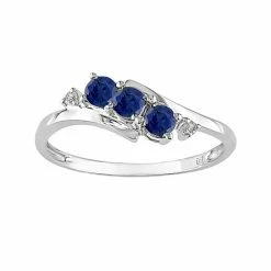 Stella Grace 10k White Gold Lab-Created Sapphire And Diamond Accent Bypass Ring