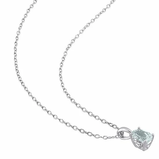 Stella Grace Sterling Silver & Gemstone Oval Stud Pendant Necklace Blue Topaz 2 Stella Grace Sterling Silver & Gemstone Oval Stud Pendant Necklace Blue Topaz - Image 2