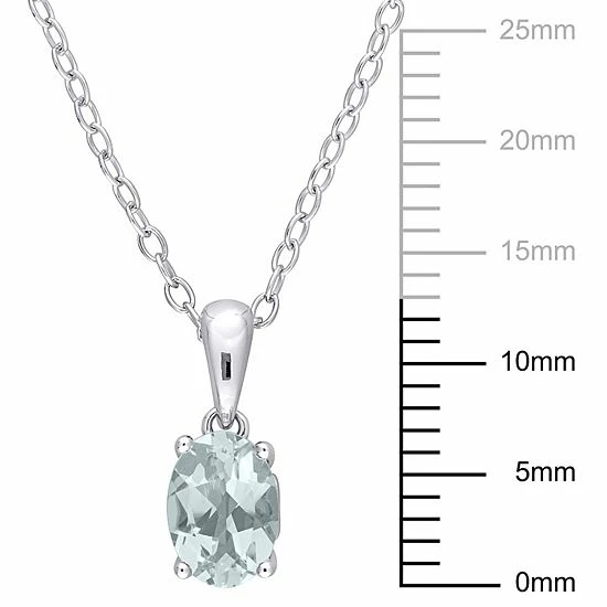 Stella Grace Sterling Silver & Gemstone Oval Stud Pendant Necklace Blue Topaz 3 Stella Grace Sterling Silver & Gemstone Oval Stud Pendant Necklace Blue Topaz - Image 3