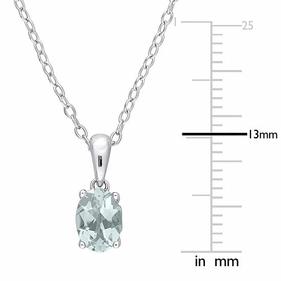 Stella Grace Sterling Silver & Gemstone Oval Stud Pendant Necklace Blue Topaz 4 Stella Grace Sterling Silver & Gemstone Oval Stud Pendant Necklace Blue Topaz - Image 4