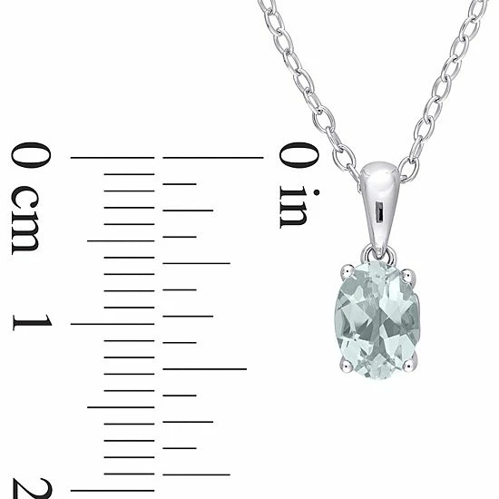 Stella Grace Sterling Silver & Gemstone Oval Stud Pendant Necklace Blue Topaz 5 Stella Grace Sterling Silver & Gemstone Oval Stud Pendant Necklace Blue Topaz - Image 5