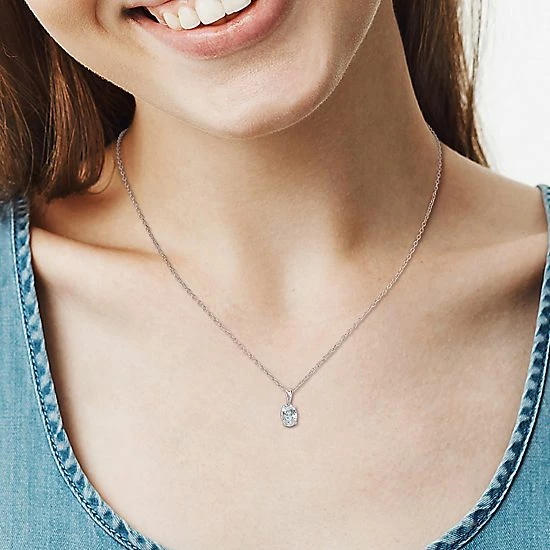 Stella Grace Sterling Silver & Gemstone Oval Stud Pendant Necklace Blue Topaz 6 Stella Grace Sterling Silver & Gemstone Oval Stud Pendant Necklace Blue Topaz - Image 6