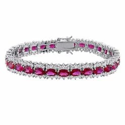 Stella Grace Sterling Silver Red Cubic Zirconia & Lab-Created White Sapphire Fashion Bracelet