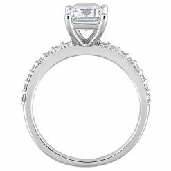 Stella Grace 10k White Gold Lab-Created White Sapphire Emerald-Cut Engagement Ring -Stella Grace Sales unnamed file 163