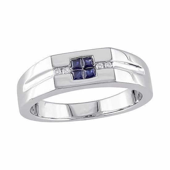 Men's Stella Grace Sterling Silver Diamond Accent & Sapphire Ring 1 Men's Stella Grace Sterling Silver Diamond Accent & Sapphire Ring