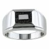 Stella Grace Men's Sterling Silver 1/10 Carat T.W Black Diamond Square Ring