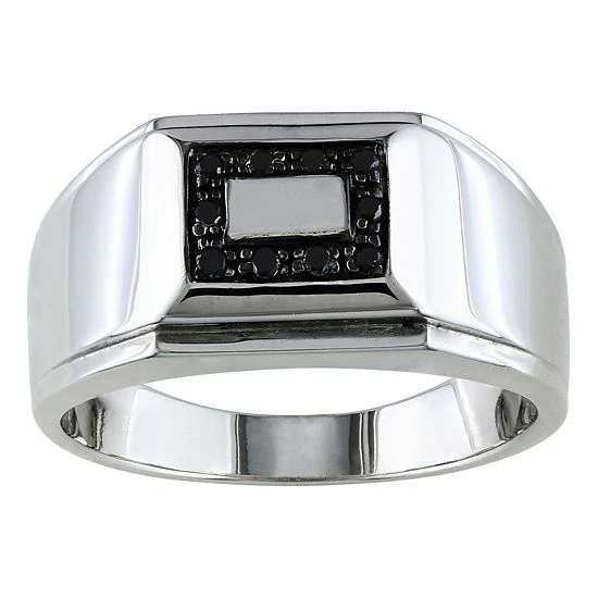 Stella Grace Men's Sterling Silver 1/10 Carat T.W Black Diamond Square Ring 1 Stella Grace Men's Sterling Silver 1/10 Carat T.W Black Diamond Square Ring