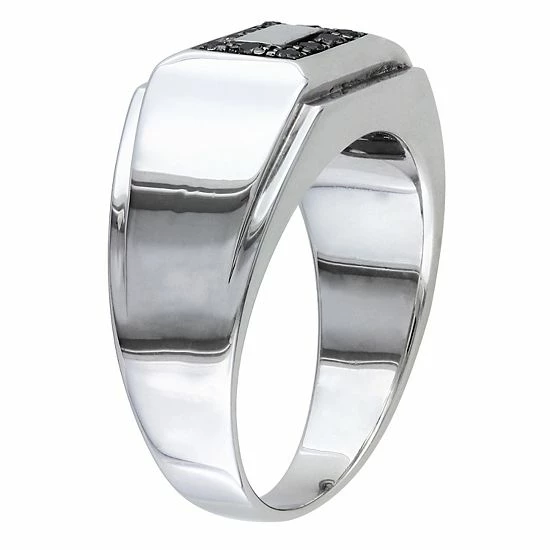 Stella Grace Men's Sterling Silver 1/10 Carat T.W Black Diamond Square Ring 2 Stella Grace Men's Sterling Silver 1/10 Carat T.W Black Diamond Square Ring - Image 2