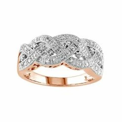 Stella Grace 1/8 Carat T.W. Diamond Rhodium-Plated Sterling Silver Scalloped Woven Ring Rose -Stella Grace Sales unnamed file 1661