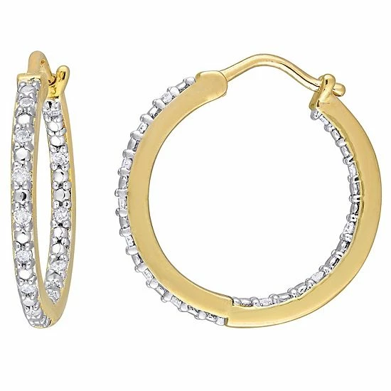 Stella Grace 18k Gold Over Silver 1/4 Carat T.W. Diamond Inside-Out Hoop Earrings 1 Stella Grace 18k Gold Over Silver 1/4 Carat T.W. Diamond Inside-Out Hoop Earrings