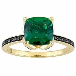 Stella Grace 10k Gold Black Diamond Accent & Lab-Created Emerald Cocktail Ring