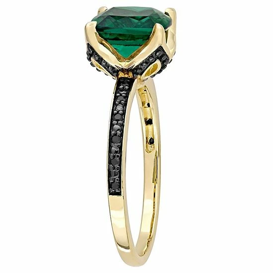 Stella Grace 10k Gold Black Diamond Accent & Lab-Created Emerald Cocktail Ring 2 Stella Grace 10k Gold Black Diamond Accent & Lab-Created Emerald Cocktail Ring - Image 2