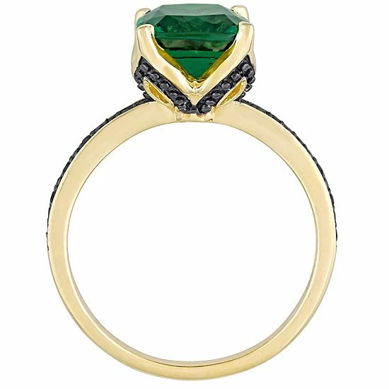 Stella Grace 10k Gold Black Diamond Accent & Lab-Created Emerald Cocktail Ring 3 Stella Grace 10k Gold Black Diamond Accent & Lab-Created Emerald Cocktail Ring - Image 3