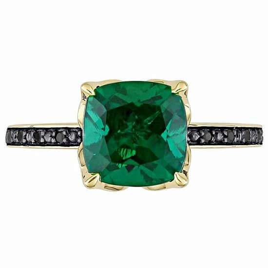 Stella Grace 10k Gold Black Diamond Accent & Lab-Created Emerald Cocktail Ring 4 Stella Grace 10k Gold Black Diamond Accent & Lab-Created Emerald Cocktail Ring - Image 4