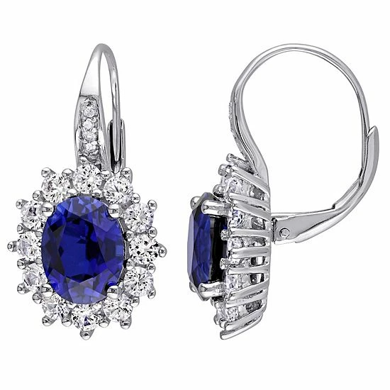 Stella Grace Sterling Silver Lab-Created Blue Sapphire, Lab-Created White Sapphire & Diamond Accent Leverback Earrings 1 Stella Grace Sterling Silver Lab-Created Blue Sapphire, Lab-Created White Sapphire & Diamond Accent Leverback Earrings