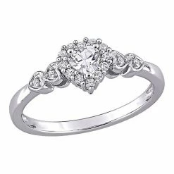Stella Grace Sterling Silver Diamond Accent & Lab-Created White Sapphire Heart Ring