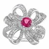 Stella Grace Sterling Silver Pink Topaz & White Topaz Flower Cocktail Ring