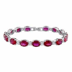 Stella Grace Sterling Silver Red Cubic Zirconia & Lab-Created White Sapphire Tennis Bracelet