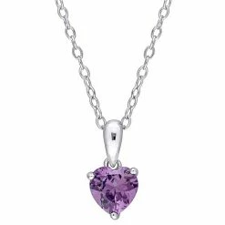 Stella Grace Sterling Silver & Gemstone Heart Stud Pendant Necklace Aquamarine