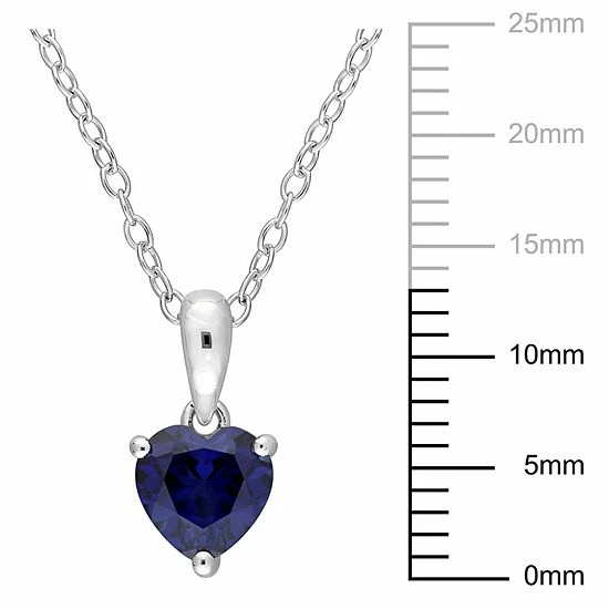Stella Grace Sterling Silver & Gemstone Heart Stud Pendant Necklace Aquamarine 3 Stella Grace Sterling Silver & Gemstone Heart Stud Pendant Necklace Aquamarine - Image 3