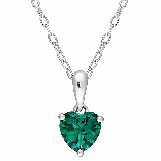 Stella Grace Sterling Silver & Gemstone Heart Stud Pendant Necklace Aquamarine 7 Stella Grace Sterling Silver & Gemstone Heart Stud Pendant Necklace Aquamarine - Image 7