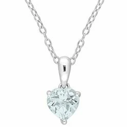 Stella Grace Sterling Silver & Gemstone Heart Stud Pendant Necklace Aquamarine 20 Stella Grace Sterling Silver & Gemstone Heart Stud Pendant Necklace Aquamarine -Stella Grace Sales unnamed file 1814