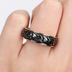 Stella Grace Men's 18k Gold Over Silver Ribbed Design Ring -Stella Grace Sales unnamed file 1847