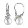 Stella Grace Freshwater Cultured Pearl & Diamond Accent Sterling Silver Drop Earrings