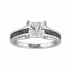 Stella Grace Sterling Silver Lab-Created White Sapphire & 1/8 Carat T.W. Black Diamond Ring