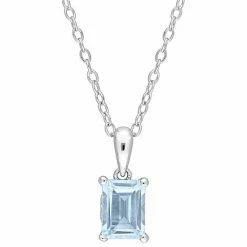 Stella Grace Sterling Silver & Gemstone Stud Pendant Necklace Blue Topaz