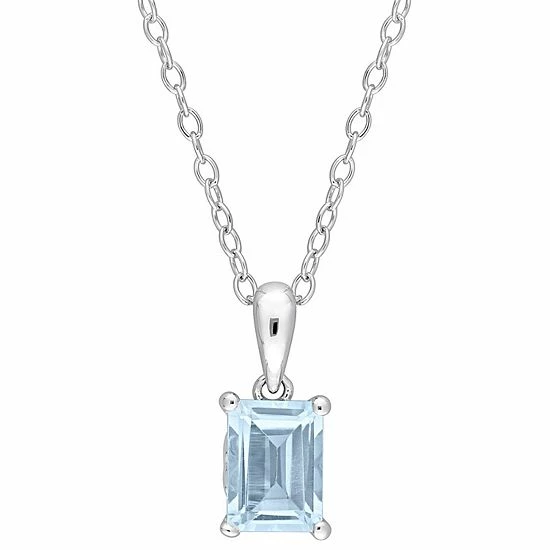 Stella Grace Sterling Silver & Gemstone Stud Pendant Necklace Blue Topaz 1 Stella Grace Sterling Silver & Gemstone Stud Pendant Necklace Blue Topaz