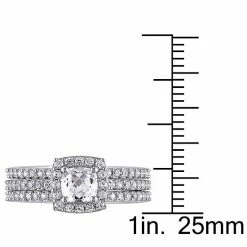 Stella Grace Sterling Silver Lab-Created White Sapphire Halo Engagement Ring Set -Stella Grace Sales unnamed file 1894