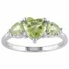 Stella Grace Sterling Silver Peridot & Diamond Accent Triple Heart Ring