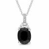 Stella Grace Sterling Silver Black Sapphire, Lab-Created White Sapphire & Diamond Accent Pendant
