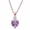 Stella Grace 18k Rose Gold Over Silver Rose De France Amethyst Heart Pendant Necklace