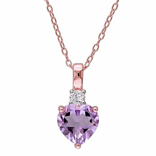 Stella Grace 18k Rose Gold Over Silver Rose De France Amethyst Heart Pendant Necklace 1 Stella Grace 18k Rose Gold Over Silver Rose De France Amethyst Heart Pendant Necklace