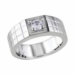 Stella Grace Sterling Silver Lab-Created White Sapphire Men's Ring