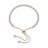 Stella Grace Rose Gold Tone Sterling Silver White Topaz Bolo Bracelet