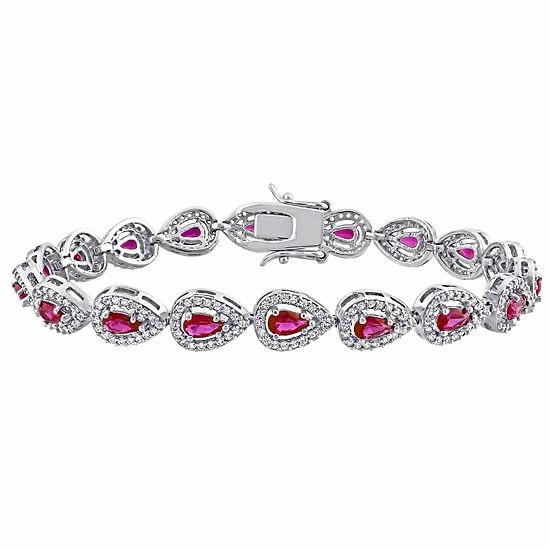 Stella Grace Sterling Silver Red Cubic Zirconia & Lab-Created White Sapphire Tennis Bracelet 1 Stella Grace Sterling Silver Red Cubic Zirconia & Lab-Created White Sapphire Tennis Bracelet