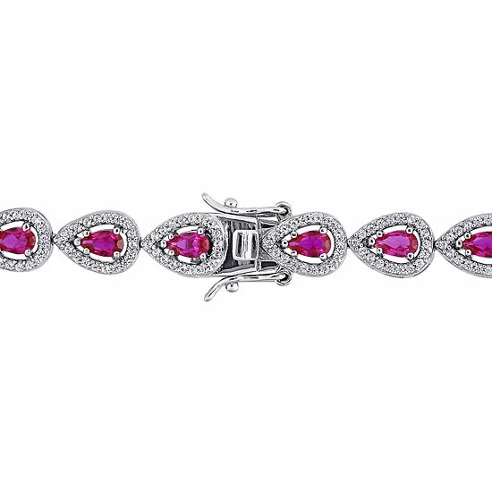 Stella Grace Sterling Silver Red Cubic Zirconia & Lab-Created White Sapphire Tennis Bracelet 2 Stella Grace Sterling Silver Red Cubic Zirconia & Lab-Created White Sapphire Tennis Bracelet - Image 2
