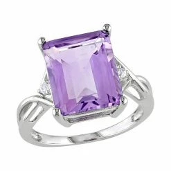 Stella Grace Sterling Silver Amethyst And White Topaz Twist Ring