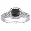 Stella Grace 10k White Gold 3/4 Carat T.W. Black And White Diamond Vintage Engagement Ring