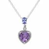 Stella Grace Amethyst, Tanzanite & Diamond Accent Sterling Silver Heart Pendant Necklace