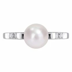 Stella Grace Sterling Silver Freshwater Cultured Pearl & Lab-Created White Sapphire Ring -Stella Grace Sales unnamed file 1994