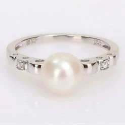 Stella Grace Sterling Silver Freshwater Cultured Pearl & Lab-Created White Sapphire Ring -Stella Grace Sales unnamed file 1995